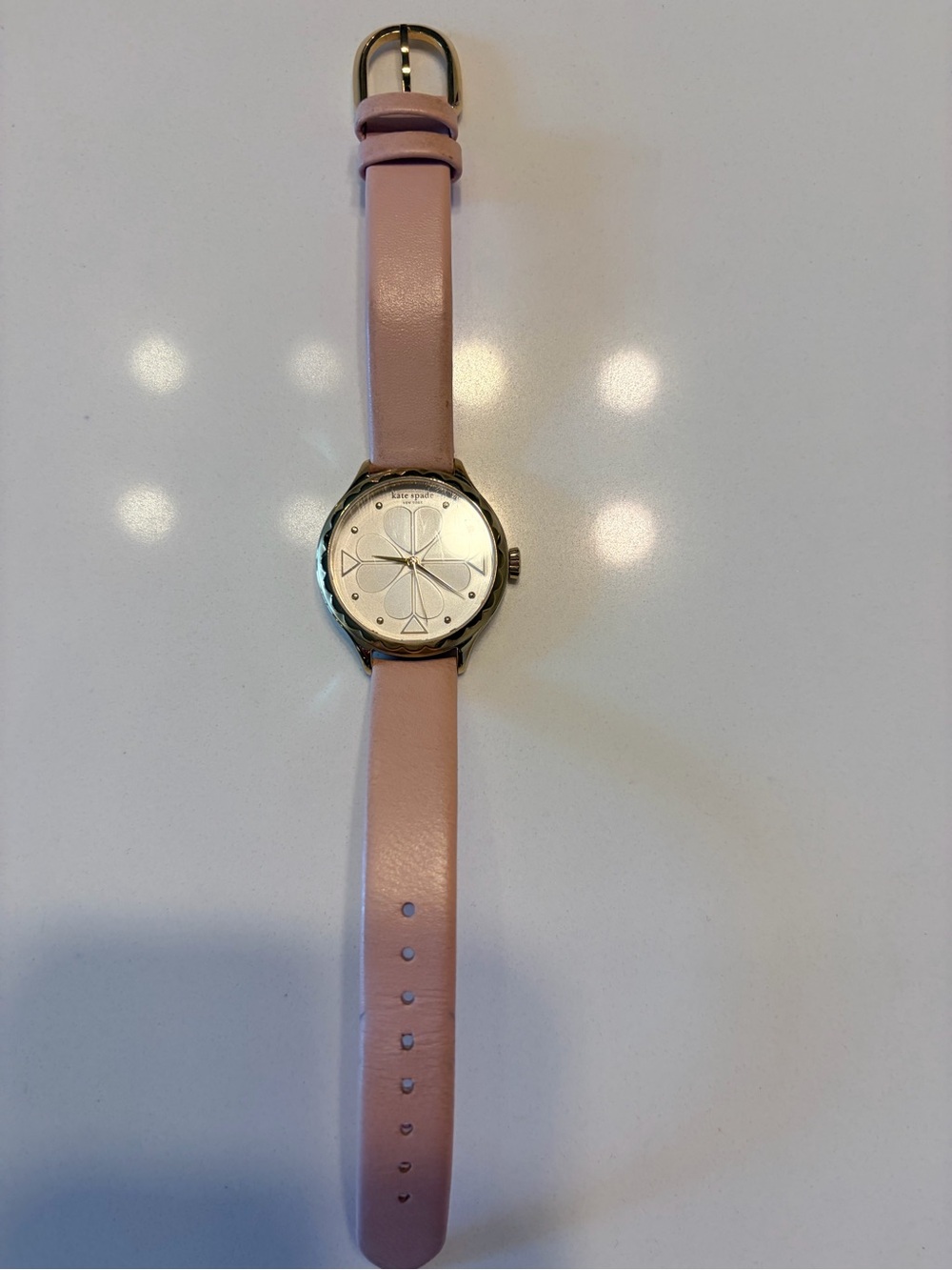 Kate Spade Rosebank Watch KSW1537 | Pink Leather Strap & Gold Scalloped Bezel